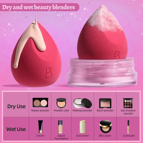 BS-MALL Mini Makeup Sponge Set Professional Triangle Puff 49 Pcs- Pro V3.0 Cloud Technology Material Flawless flow Mini Sponge Set & Triangle Puff With Waterproof Travel Silicone Bag Gift Set