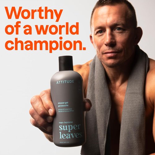 ATTITUDE Shower Gel for Men - 98% Natural Ingredients, Eucalyptus & Sage, 14 Fl Oz (Pack of 3)