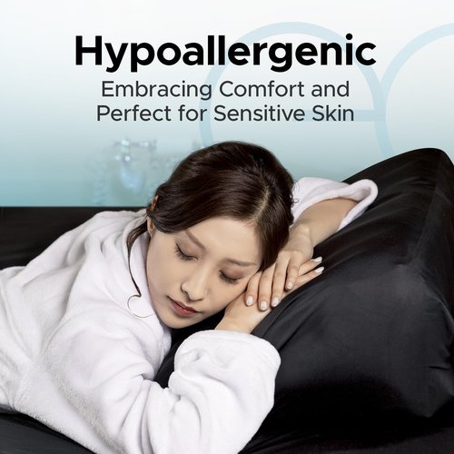 Black Waterproof Pillowcase Protector Set of Two | Safe with Oil, Water-Based, & Silicone-Based Massage Products | Hypoallergenic, Noiseless, Machine Washable