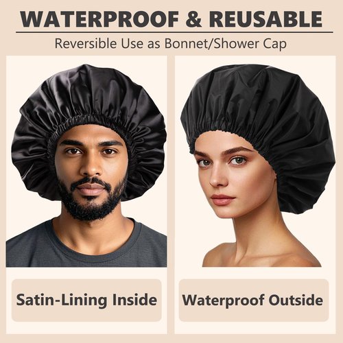 Adjustable Shower Caps for Women Men Reusable Waterproof Large Shower Cap for Men and Women Long Hair Braids