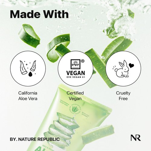 Nature Republic Mild & Moisture Aloe Vera Watery Gel (TUBE) | Quick Hydration & Moisturizing, Fast-Absorbing Non-Sticky Texture, Aftersun Cooling Gel, Korean Skincare, All Skin Types