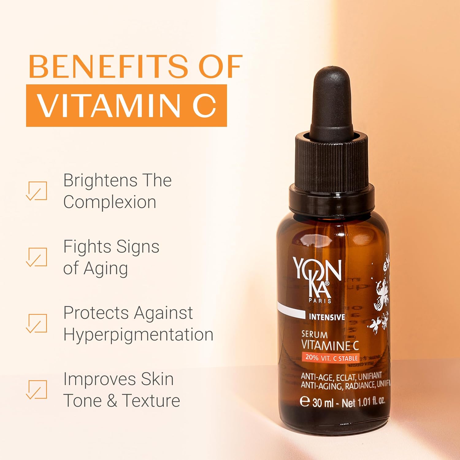 Yon-Ka 20% Vitamin C Serum - Anti-Aging Face Treatment to Even Tone & Firm Skin | 99% Natural Ingredients