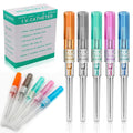 YONGDA Catheter Piercing Needles 50Pcs Mixed Sizes 14G 16G 18G 20G 22G - Professional Hollow Piercing Needles, 316L Stainless Steel Kit for Ear Nose Cartilage Lip Tongue Belly Navel Nipple