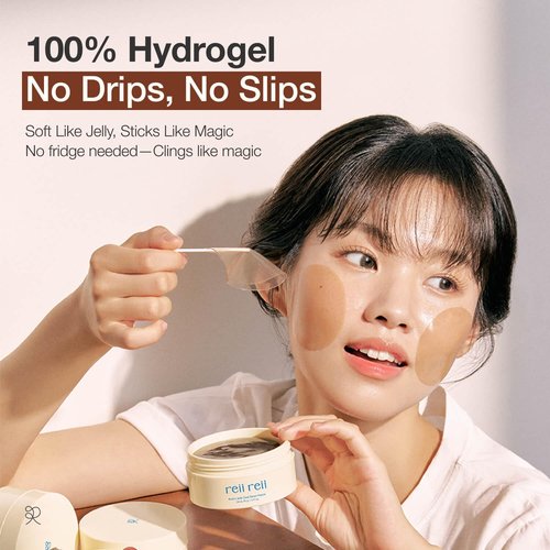reii reii Acorn Jelly CoolDown Patch – Vegan Hydrogel Patches with Dotori Extract & Glacier Water for Instant Cooling & Soothing Relief – Non-Slip Fit, Korean Skincare (34ea)