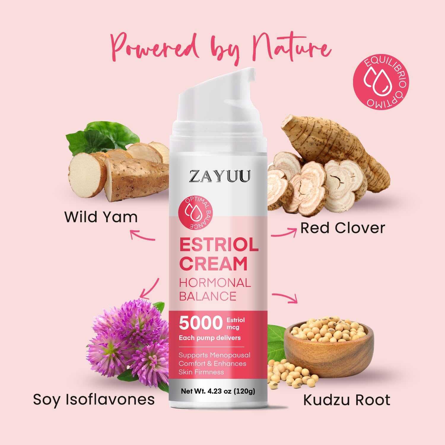 ZAYUU Estriol Face Cream for Women: Hydrating Moisturizer with Wild Yam, Red Clover & Soy Isoflavones – Botanical Skincare for Daily Comfort, Balance & Skin Wellness – 4.23 oz (3-Month Supply)