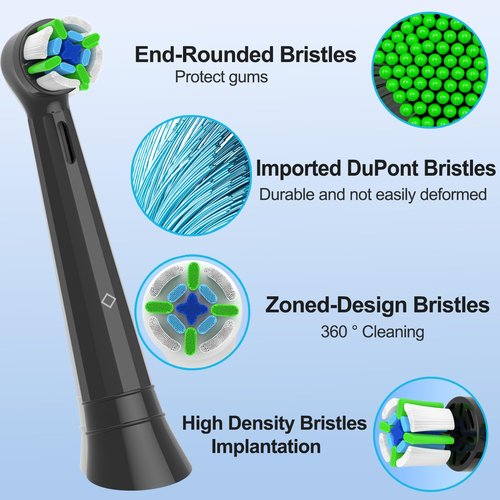 Qitizu Replacement Heads Compatible with Oral B iO Electric Toothbrush, Replacement Toothbrush Heads Fit for Oral-B iO 2/3/4/5/6/7/8/9/10 Series Toothbrush, 8 Packs (Black)