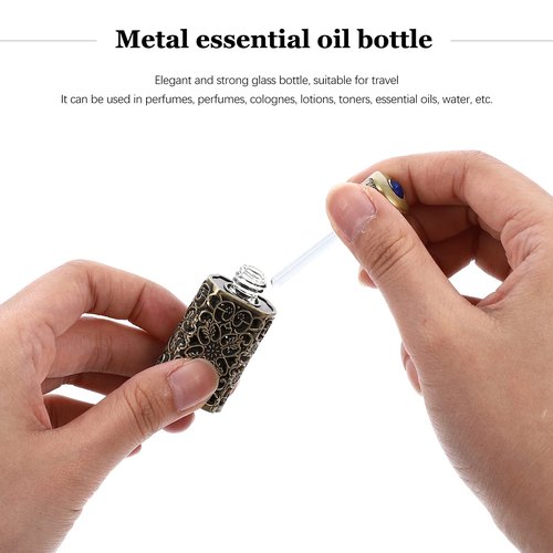 Beavorty 3Ml Hollow Engraved Metal Perfume Oil Bottle Refillable Atomizer Spray Bottle for Travel and Essential Oil Storage