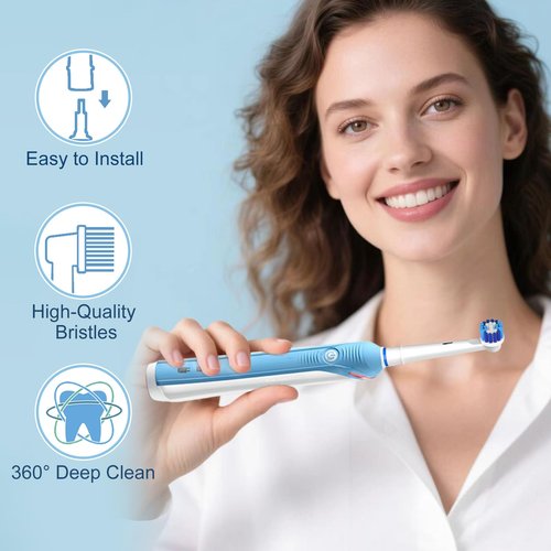 8pcs Replacement Brush Heads Compatible with Braun Oral-B, Professional Electric Toothbrush Heads for Oral B Replacement Heads Refill Pro100/1000/1500/4000/5000/7000/8000/9600 Etc.