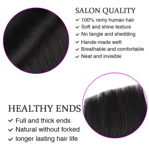 ORIGEN Clip in Hair Extensions Real Human Hair Clips ins Remy Hair Extensions for Women Full Head Natural Black 80g 16 Clips 7 Pcs 14 Inches