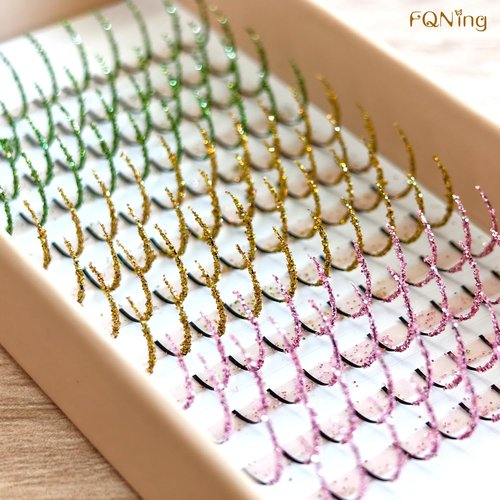 Glitter Lash Cluster Laser Colored Glittery Lash Extension Professional Supplies (3 Colors B)