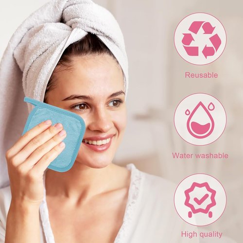 Puomue Makeup Remover Cloths - Ultra Soft & Reusable Microfiber Towels | 12 Pack, 6" x 6", Multicolor