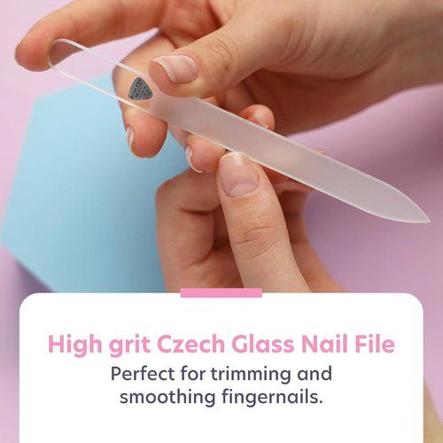 Bona Fide Beauty Nail Kit - Handmade Czech Glass | 4PC Gift Set for Teenage Girls - Clear Color