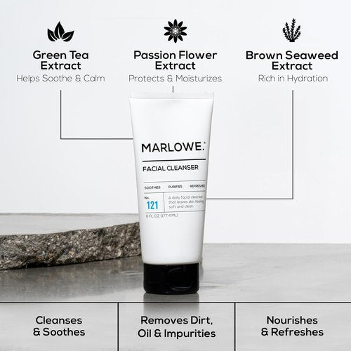 Marlowe. Men's Skin Care Set - 3-Piece Best Sellers Kit with Exfoliating Scrub, Cleanser & Moisturizer | Vegan Grooming Essentials