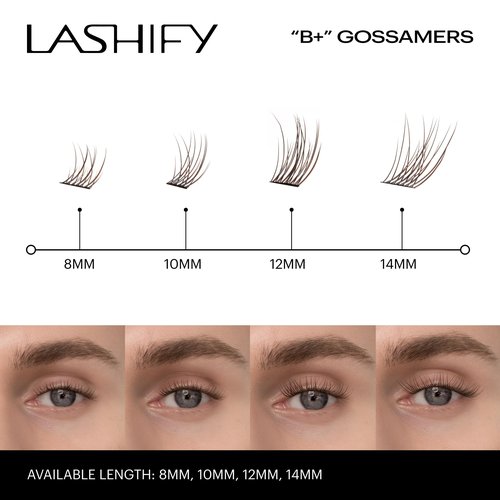 Lashify Bold Plus+ 10mm Gossamer Eyelash Extensions Refill in Minx Color, Easy DIY False Lashes for the Most Delicate, Natural and Long Lasting Look