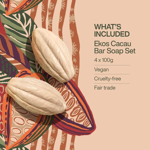 Natura Cacau Bar Soap Set - Moisturizing Cocoa Butter Soap for Dry Skin | Vegan & Nourishing - 4 Pack, 3.5 oz Each