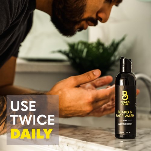 The Beard Club Citrus Beard & Face Wash– All-in-One Cleanser, Softens & Nourishes Facial Hair, Hydrates & Cleans Skin, Paraben & Sulfate-Free