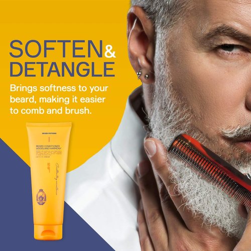 SEVEN POTIONS Beard Conditioner for Men – Prevents Beard Itch and Dandruff – Natural, Vegan, Cruelty Free (Woodland Harmony, 8.45 FL OZ)
