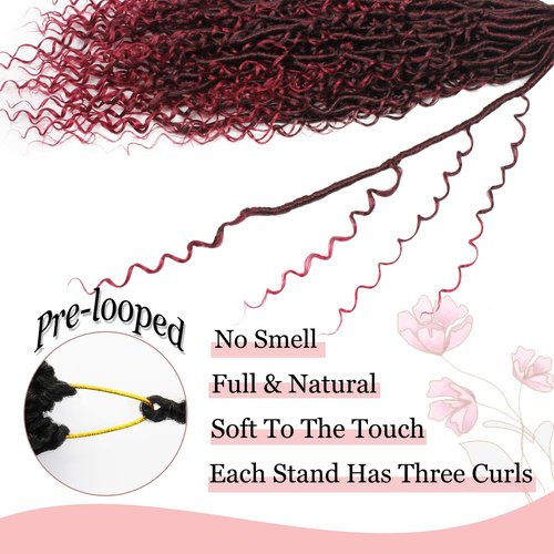 Haftaluv Boho Faux Locs Crochet Hair 9 Packs Long Goddess locs 24 Inch Boho Soft Locs With Curly Ends Pre Looped Bohemian River Loc Crochet Hair For Women (24 inch,TBUG)