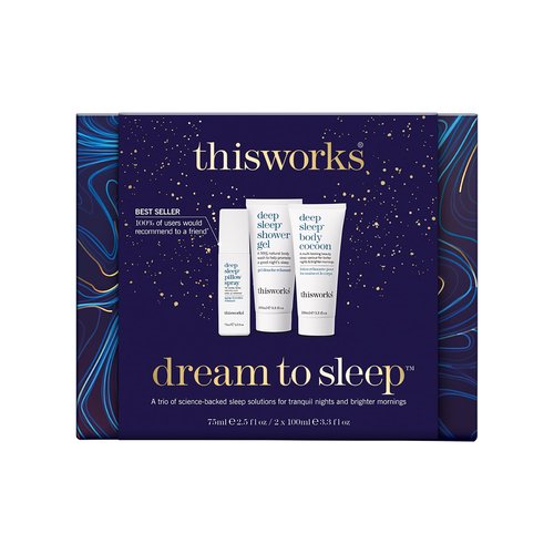 This Works Dream to Sleep Kit – Deep Sleep Pillow Spray 75ml, Shower Gel 100ml & Body Cocoon 100ml – Science-Backed Bedtime Ritual with Lavender, Chamomile & Vetivert