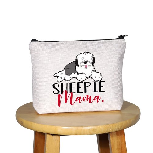 G2TUP Old English Sheepdog Lover Gift - Sheepie Mom Makeup Bag, Dog Owner Zipper Travel Bag (Sheepie Mom MB)
