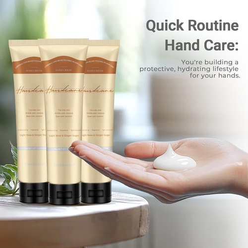 DincherBel Hand Cream - 3 Pack Refreshing Formula with Niacinamide & Vitamin C | Light Rose & Ginger Sugar Scent, 2.33 oz Each