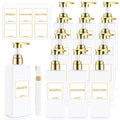 Gejoy 12 Pack White Shampoo and Conditioner Dispenser Bottles, 17 Oz/ 500ml Empty Refillable Pump Bottles with Labels and Marker Pen, Square Plastic Pump Dispenser Bottle for Bathroom Body Wash Shower