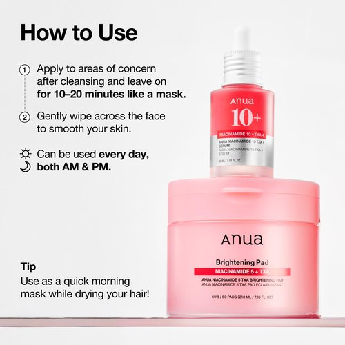 Anua Niacinamide 5 TXA Toner Pads – Hydrating Facial Pad for Daily Care, Under-eye with Tranexamic acid, Korean Skin Care (210ml, 60 Pads)