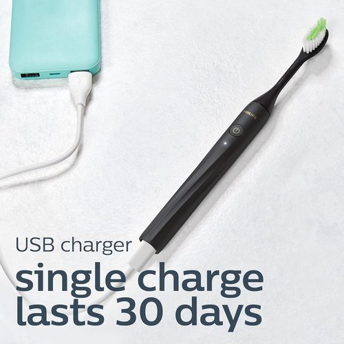 Philips One by Sonicare Rechargeable Toothbrush - Shadow Black | Compact & Powerful Cleaning