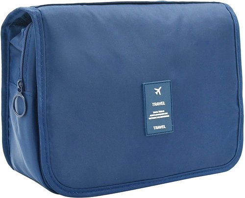 Trawila Travel Hanging Toiletry Bag Cosmetic Bag Makeup Organizers for Men & Women with Sturdy Hook (Dark blue)