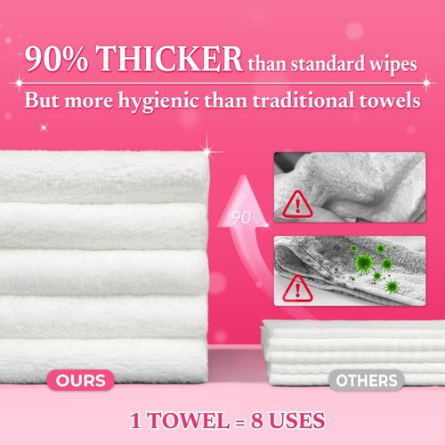 SOOWASH Makeup Remover Little Towels - Ultra Soft Fragrance Free & Alcohol Free Face Towels for Sensitive Skin,（60 Count 480 Uses）Dry Wipes Travel Firendly