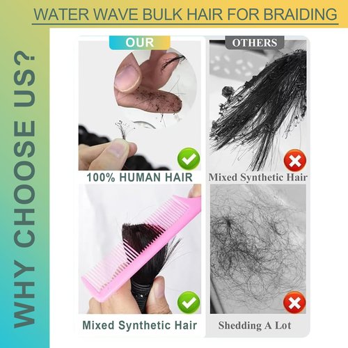 AnJudyReid Braiding Hair 1 Bundle 50g 26Inch Boho Braids Human Hair No Weft 12A Brazilian Virgin Curly Human Hair Extensions for Boho Braids Wet and Wavy Human Braiding Hair