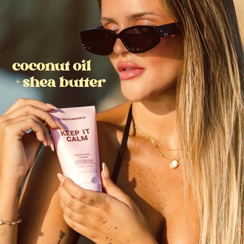 Beachwaver Co. Keep It Calm Smoothing Cream - Anti-Frizz Styling Cream 3.8 Oz | Vegan Bond Multiplier, Polynesian Pink Sugar (Pack of 2)