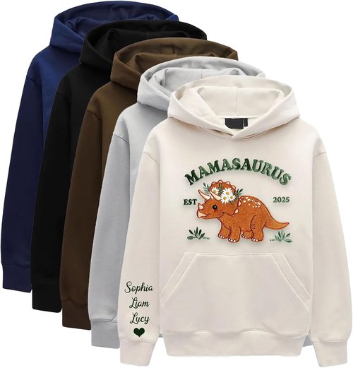 Noni Personalized Mamasaurus Sweatshirt - Custom Embroidered Kid Names | Perfect Gift for Moms & Grandmas
