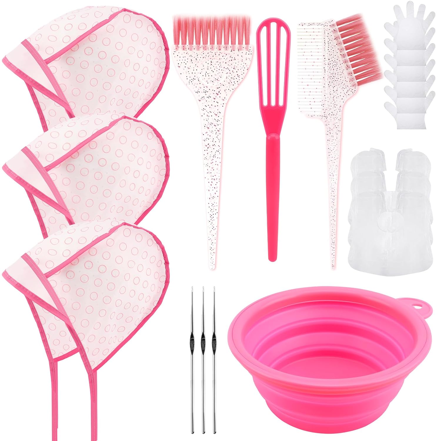YOOVR 19PCS Hair Bleach Highlighting Kit - Complete Set with Brush, Bowl, Gloves & Frosting Cap for Home Use