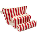 Beayuva 3 Pcs Makeup Bag Set Striped Canvas Purse Cosmetic Bag For Women Travel Toiletry Pouch Organizer pencil case (Red-White)