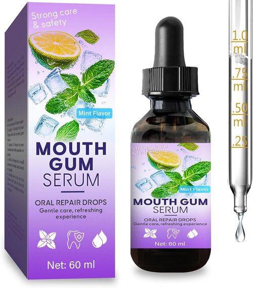 UQWUQW Gum Restore Drops - Gum Repair for Receding Gums Treatment for Stain Removal Dry Mouth, & Bad Breath Treatment, Instant Fresh Breath, Mint, 60ml