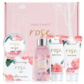 BODY & EARTH Spa Gift Set for Women - Luxurious 5 Pcs Bath and Body Spa Gift Box, Rose Scent, Includes Body Wash, Body Butter, Body Lotion and More, Birthday Valentines Galentines Day Gifts for Her