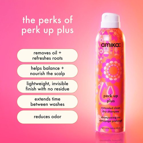 Amika Perk Up Plus Extended Clean Dry Shampoo - Lightweight & Buildable | Invisible Finish, No White Residue, All Hair Types