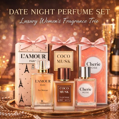 L’Amour Paris 3-Piece Perfume Set - Long-Lasting Eau de Parfum Collection | Romantic Floral & Sweet Fragrance Trio