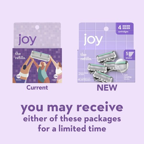 joy razor blade cartridge refill for women, 4 blade refills