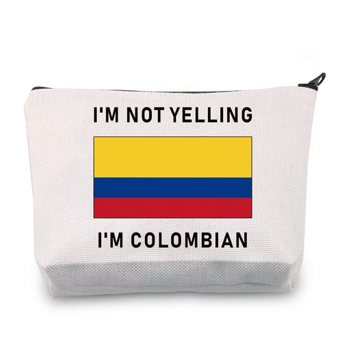 LEVLO Funny Colombia Flag Cosmetic Bags Souvenirs I'm Not Yelling I'm Colombian Makeup Bags Colombian Root Flag Gifts (I'm Colombian)