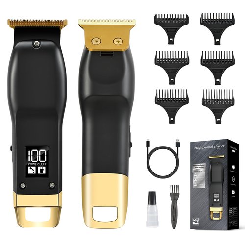 Elehomyou Beard Trimmer for Men - Rechargeable Men's Hair Clippers & Razor, Cordless Hair Trimmer for Face, Neck, Groin & Manscaping, Ideal Gift for Men, Black