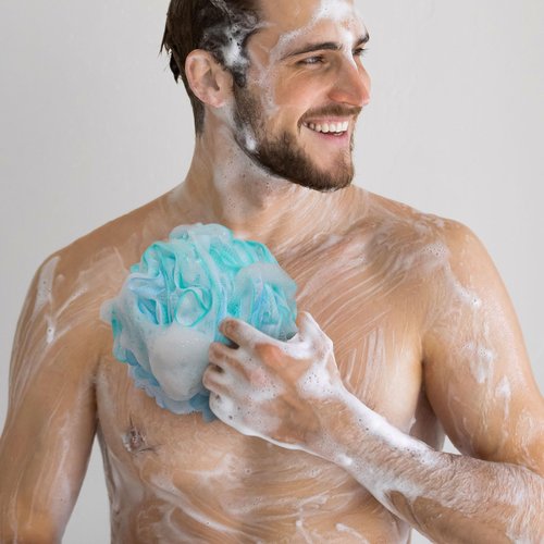 BTYMS XXL Large Loofah Bath Sponge 100g/pc, Exfoliating Mesh Pouf Bath Scrunchies Shower Puffs - Pack of 4