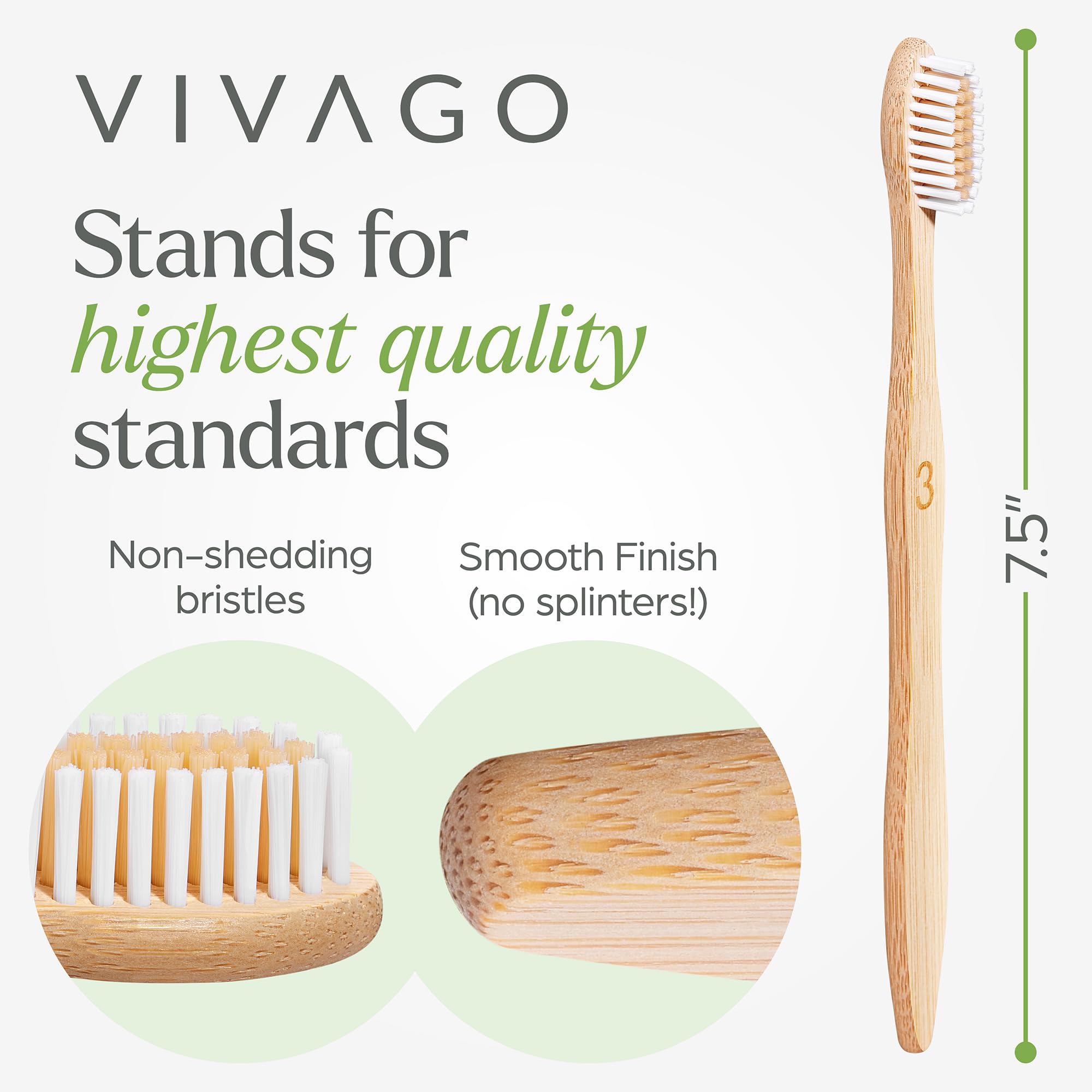 VIVAGO Bamboo Toothbrushes 30 Pack - BPA Free Soft Bristles Toothbrushes, Eco-Friendly, Natural Wooden Toothbrush