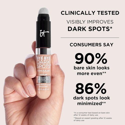 IT Cosmetics Bye Bye Dark Spots Concealer | Brightening Serum with 2% Niacinamide & Hyaluronic Acid - Medium Coverage, Natural Finish - 0.22 fl oz