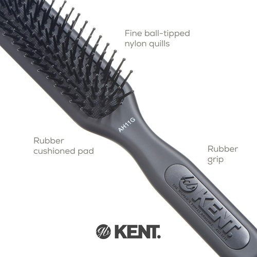 Kent | AH11G Airhedz Pro Narrow Pin Hair Brush - Fine Pin Detangler for Pain-Free Taming & Straightening