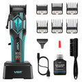 VGR 119 Professional Cordless Hair Clippers for Men, Rechargeable Barber Clippers with Base, Lithium-ion Battery Hair Cutting Machine with BLDC Motor and Ceramic Blades for Home and Barber, Green