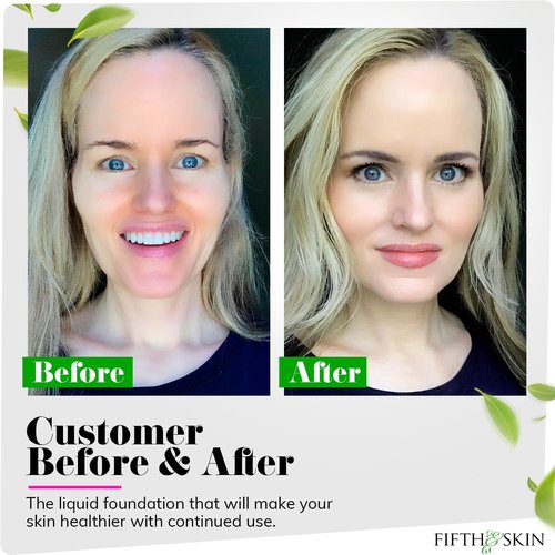 Fifth & Skin: Better’n Ur Skin Liquid Foundation (PORCELAIN) - Natural, Organic, Vegan, Cruelty-Free - Gluten-Free Beauty with Buildable Coverage and Palm-Free Luxury - 1 oz