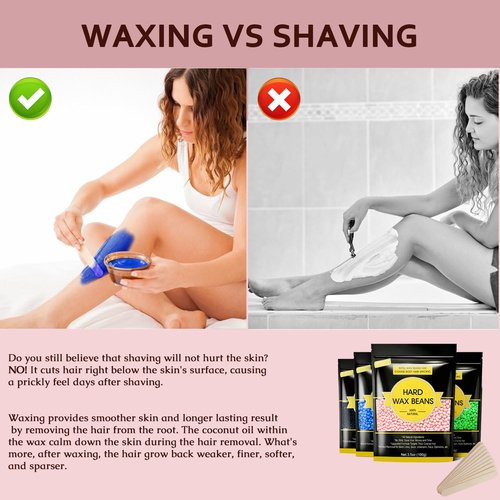 Keethem 400g Wax Beads, 4 Scents Hard Wax Beads for Coarse Hair Removal, Waxing Beans with for Face, Eyebrow, Bikini Brazilian for Women Men with 10 Applicators