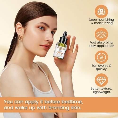 Sunless Tanning Drops | Natural Glow Self Tanner Serum with Hyaluronic Acid & Vitamin E - Fragrance-Free, Lightweight Bronze Formula for Face & Body
